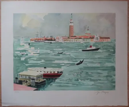 Литография Brayer - Venise vue de la mer