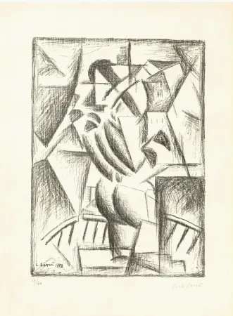 Литография Carra - Donna al balcone (Simultaneità)