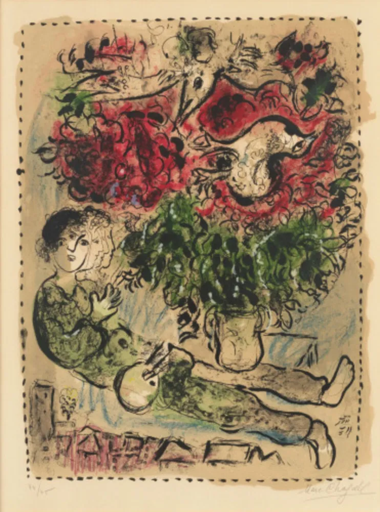 Литография Chagall - Le Bouquet du Peintre (Mourlot 483)