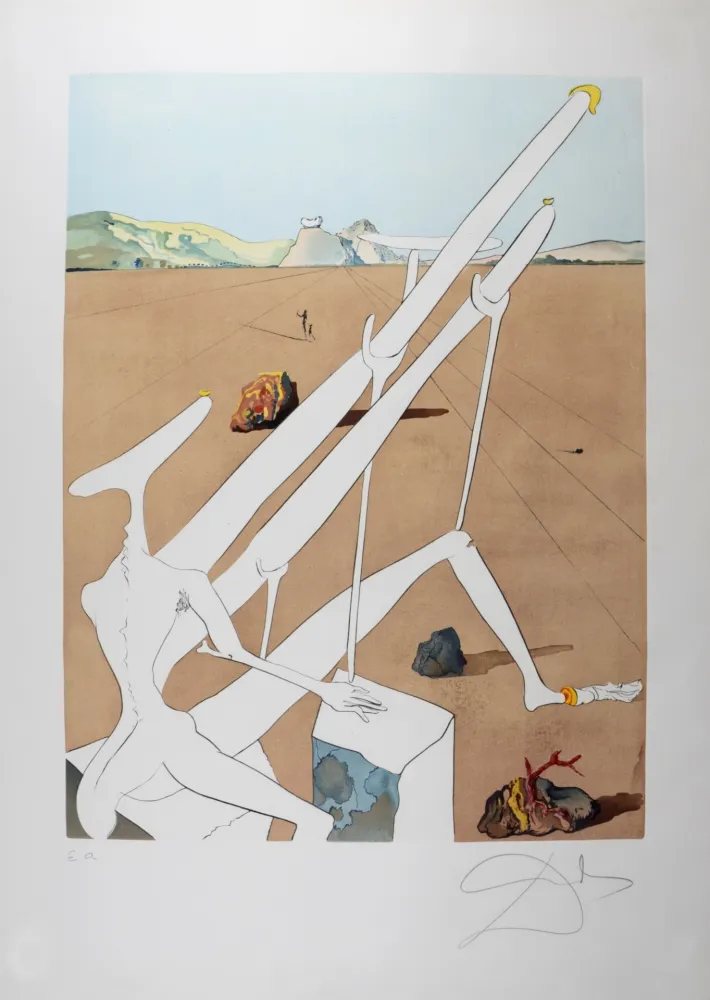 Гравюра Сухой Иглой Dali - Dali martien muni d'un double microscope holo-électronique