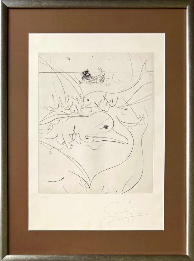 Офорт Dali - Dolphins