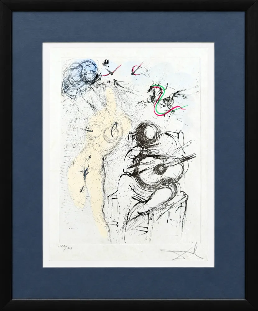 Гравюра Сухой Иглой Dali - Femme à la guitare (Woman with Guitar)