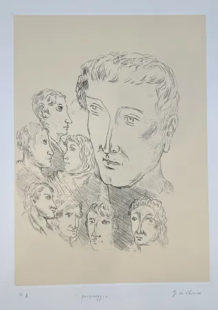 Гравюра De Chirico - Personaggi 