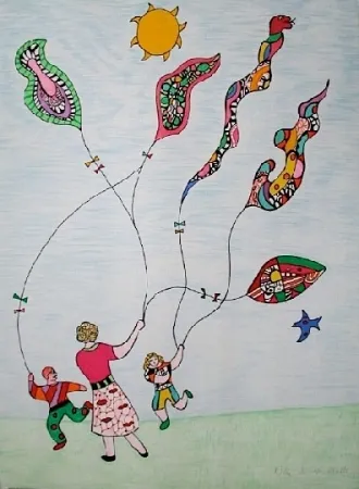 Литография De Saint Phalle - Méchant - Méchant - Le cerf-volant