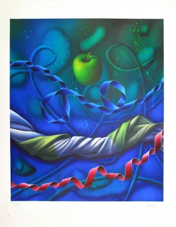 Литография Etien' - Pomme dans l'espace / Apple in Space