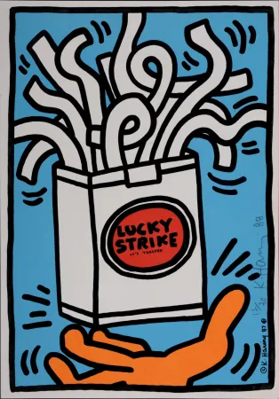 Сериграфия Haring - Lucky Strike, 1987  Hand signed, Edition of 30 