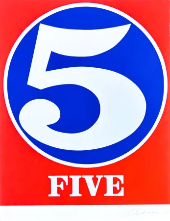 Гравюра Indiana - Robert Indiana(1928–2018) - Five, from numbers - Screenprint in colors - 1968