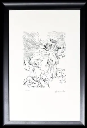 Гравюра Kokoschka - Dionysus and the heavily laden Xanthias at the Lake of the Dead