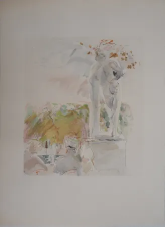 Литография Morisot - Sculptures au Au Jardin des Tuileries