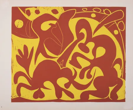 Линогравюра Picasso (After) - Pique (rouge et jaune), 1962