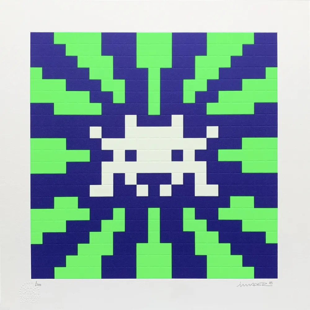 Сериграфия Space Invader - Sunset (Blue & Green)