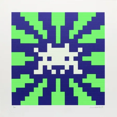 Сериграфия Space Invader - Sunset (Blue & Green)