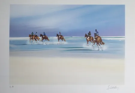 Литография Spahn - Balade sur la plage