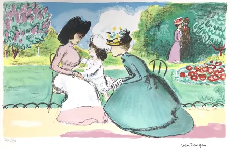 Литография Van Dongen - Meeting in the Parc